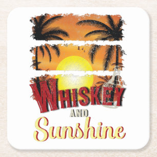 Whiskey und Sonnenschein, Vintage-Sommeruntergang Rechteckiger Pappuntersetzer