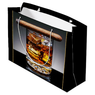 Whiskey und Zigarre Mans Black Gold Classy Große Geschenktüte