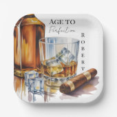 Whiskey- und Zigarren-Männer-Geburtstagsfeier Pappteller (Vorderseite)