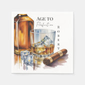 Whiskey- und Zigarren-Männer-Geburtstagsfeier Serviette (Vorderseite)
