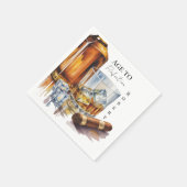Whiskey- und Zigarren-Männer-Geburtstagsfeier Serviette (Ecke)