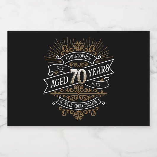 Whiskey Vintag Mens 70. Geburtstag Alkoholflaschenetikett (Einzelnes Label)