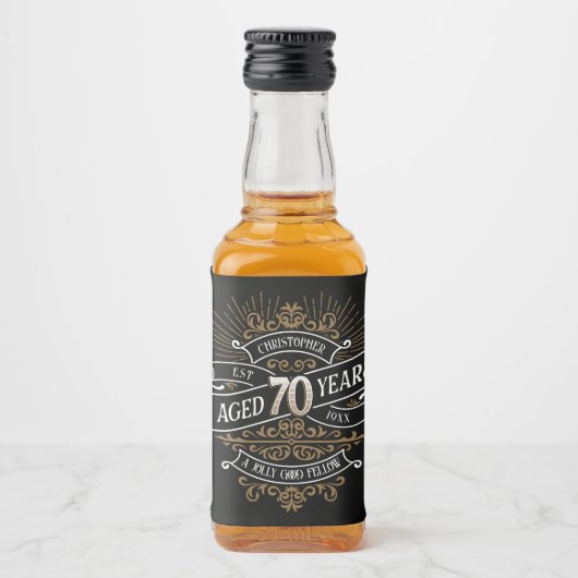 Whiskey Vintag Mens 70. Geburtstag Alkoholflaschenetikett (Vorderseite)