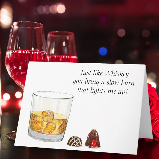 Whiskey Wasserfarbe mit Schokolade Trüffeln Karte