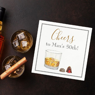 Whiskey-Wasserfarben-Schokoladen-Trüffel-Geburtsta Serviette