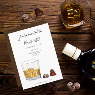 Whiskey-Wasserfarben-Schokoladentrüffel-Geburtstag Einladung