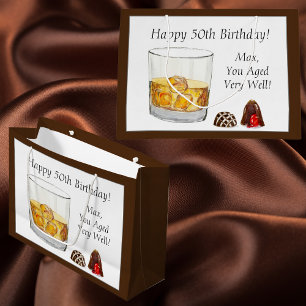 Whiskey Watercolor Chocolate Truffles Birthday Große Geschenktüte