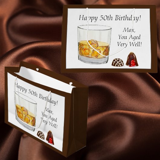 Whiskey Watercolor Chocolate Truffles Birthday Große Geschenktüte