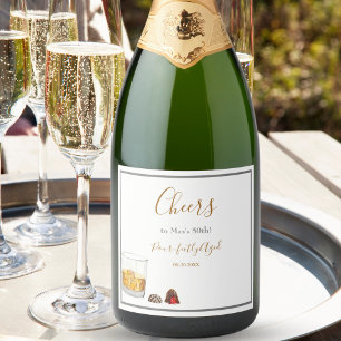 Whiskey Watercolor Chocolate Truffles Birthday Schaumweinetikett