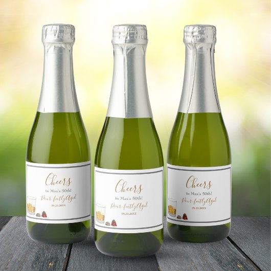 Whiskey Watercolor Chocolate Truffles Birthday Schaumweinetikett