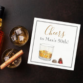 Whiskey Watercolor Chocolate Truffles Birthday Serviette