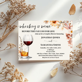 Whiskey & Wine Couples Dusche Wildblumen Herbst Einladung