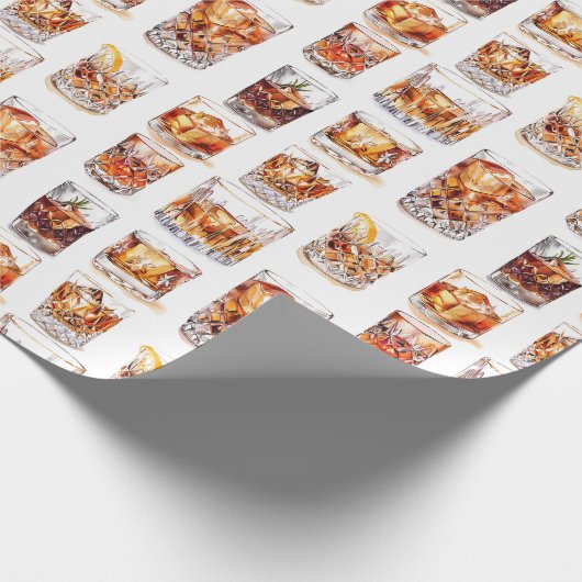 Whiskey Wrapping Paper - Cocktail Geschenkwrap Geschenkpapier (Ecke)