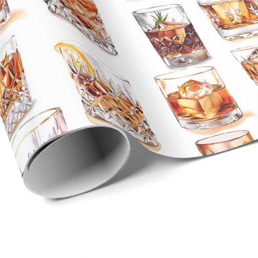 Whiskey Wrapping Paper - Cocktail Geschenkwrap Geschenkpapier (Rolleneckpunkt)