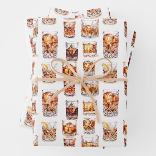 Whiskey Wrapping Paper - Cocktail Geschenkwrap Geschenkpapier Set (Beispiel)