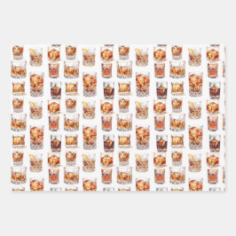 Whiskey Wrapping Paper - Cocktail Geschenkwrap Geschenkpapier Set