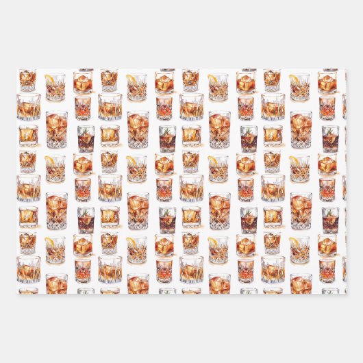 Whiskey Wrapping Paper - Cocktail Geschenkwrap Geschenkpapier Set (Vorderseite)