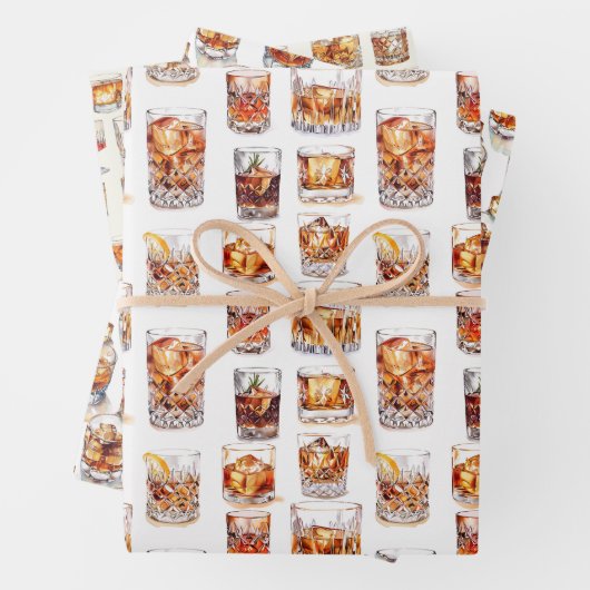 Whiskey Wrapping Paper - Cocktail Geschenkwrap Geschenkpapier Set (Beispiel)