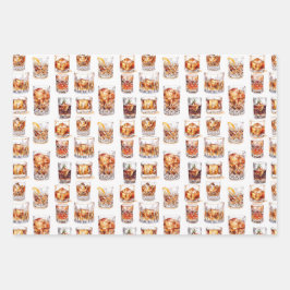 Whiskey Wrapping Paper - Cocktail Geschenkwrap Geschenkpapier Set