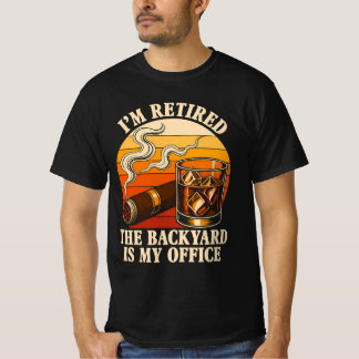 Whiskey Zigarre Ruhestand Humor Vintage Hinterhof T-Shirt
