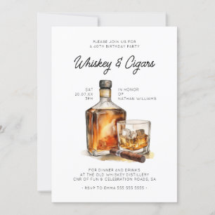 Whiskey & Zigarren Herren-Geburtstag Einladung
