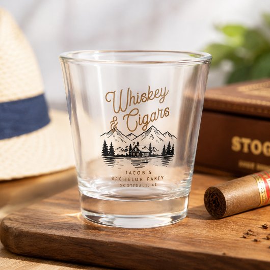 Whiskey & Zigarren Junggesellenabschied Blockhütte Schnapsglas