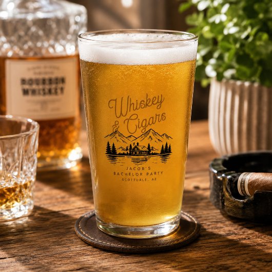 Whiskey & Zigarren Junggesellenabschied Hütte am S Glas
