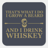Whiskey-Zitate mit lustigen bärtigen Redewendungen Quadratischer Aufkleber (Vorderseite)