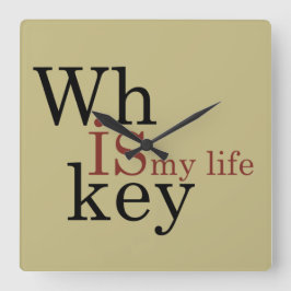 Whiskey zitiert lustige Alkoholkonsum Redewendunge Quadratische Wanduhr