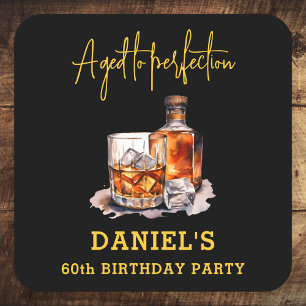 Whiskey zum 60. Geburtstag - gereift bis zur Volle Rechteckiger Pappuntersetzer
