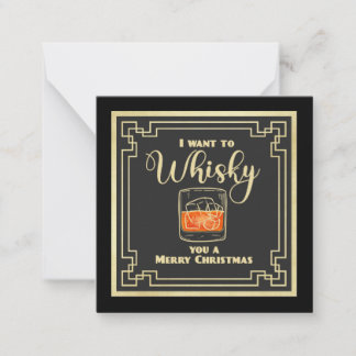 Whisky Christmas Flat Note Card Mitteilungskarte