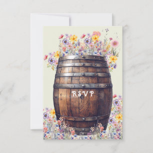 Whisky Fass Rustikales Holz Frühlingsblumen RSVP Karte