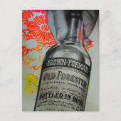 Whisky-Flaschen-Blumen-Bond-Collage Postkarte (Vorderseite)