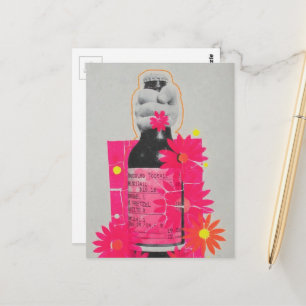 Whisky-Flaschen-Mixed-Media-Collage AI-Kunst Postkarte