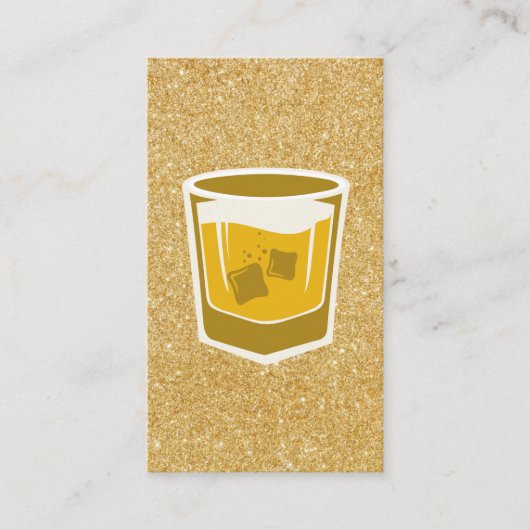 Whisky Glass | Gold Glitzer Business Card Visitenkarte (Vorderseite)