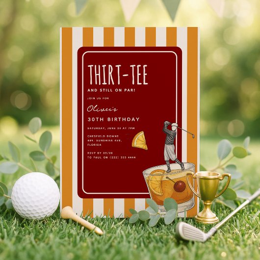 Whisky Golf Themed 30th Birthday Einladung