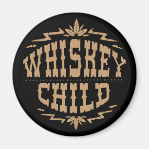 WHISKY-KIND - schwarzes Ernte-Logo des Magnet