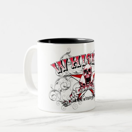 Whisky-Mädchen-Schädel-Tasse Zweifarbige Tasse (Vorderseite Links)