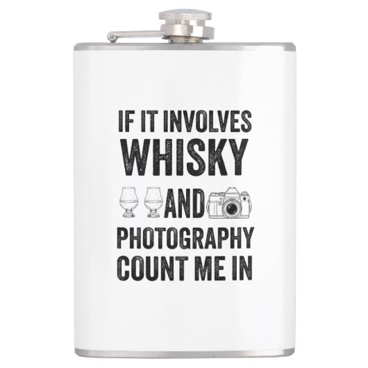 Whisky & Photography - Funny Hobby Design Flachmann (Vorderseite)