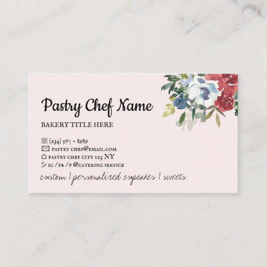 Whisky Pink Zuhause machte Bäckerei Koch Visitenkarte (Rückseite)