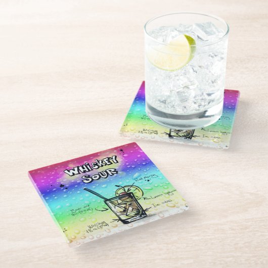 Whisky-saures Getränk-Rezept Glasuntersetzer (Schrägansicht)