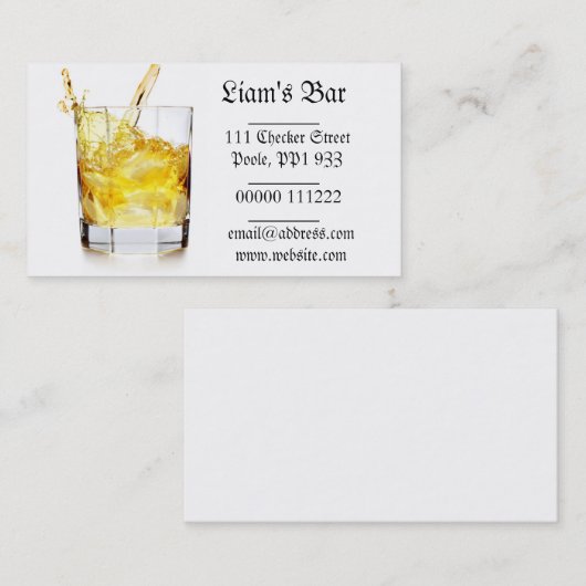 Whisky-Spritzen-Visitenkarte Visitenkarte (Vorne/Hinten)