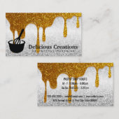 Whisky-Symbol | Gold Glitzer Tropfen Visitenkarte (Vorne/Hinten)