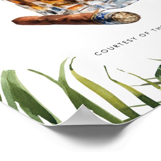 Whisky- und Zigarrenschild für tropische Bar Poster (Ecke)