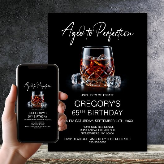 Whiskyglas 65. Geburtstag Einladung
