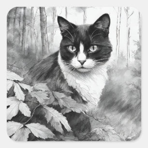 Whiskys und Watchfulness- Waldkatze Quadratischer Aufkleber