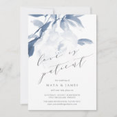 Whisper Blue Liebe ist Geduld Hochzeitaufschub Ankündigung (Vorderseite)