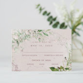 Whisper & Blush 2 Wedding 3 Meal Choice RSVP Card Karte (Stehend Vorderseite)