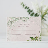 Whisper & Blush 2 Wedding No Meal Choice RSVP Card Karte (Stehend Vorderseite)