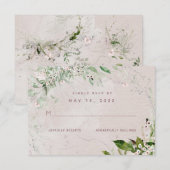 Whisper & Blush 2 Wedding No Meal Choice RSVP Card Karte (Vorne/Hinten)